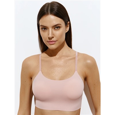 Omsa Топ 3. OmD 1112B Invisible Майка "Toп" женская с сеткой (кроп-топ на тонких бретелях с вкладышами), PA