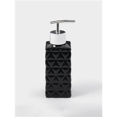 Набор аксессуаров для ванной комнаты «Ромбы», 4 предмета, дозатор 230 мл, мыльница, 2 стакана, чёрный