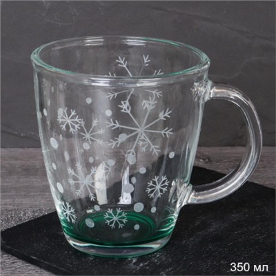 Кружка для чая 350 мл Снегопад зеленый / 2025-Д-Снегопад зеленый /уп 16/ Новогодняя