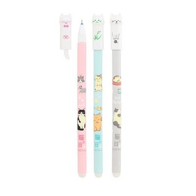 Ручка гелевая стираемая Basir "Кошечки" синяя, 0,38мм (206962)