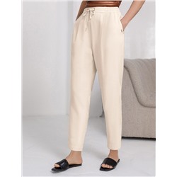 Брюки бананы с поясом на резинке из плотного лиоцелла