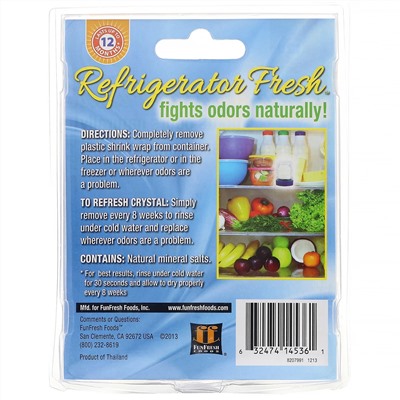FunFresh Foods, Refrigerator Fresh, кристаллы для поглощения запаха, 50 г (1,75 унции)