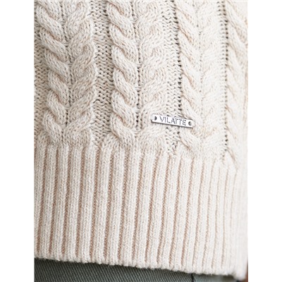 Джемпер фактурной вязки из хлопка с кашемиром