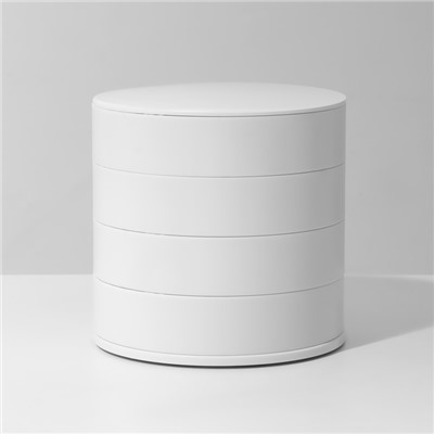 Шкатулка - органайзер для хранения украшений, 4 секции, 10×10×10 см, белая