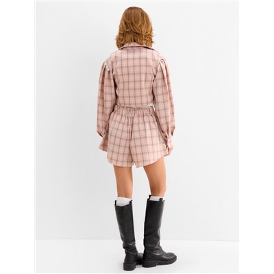 Костюм женский (блузка, шорты) MINAKU: Casual Collection, розовая клетка, размер 42