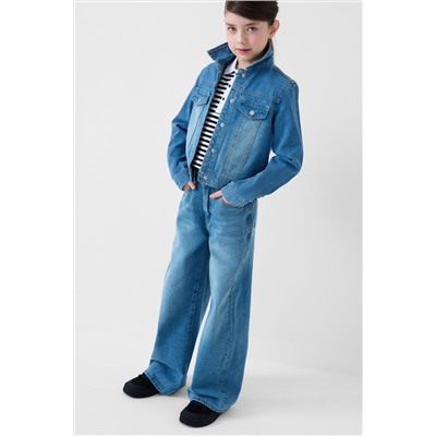 Брюки текстильные джинсовые для девочек PLAYTODAY, 1243745