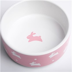 Миска керамическая «Зайчики», 300 мл, 13×13×5 см, розовая