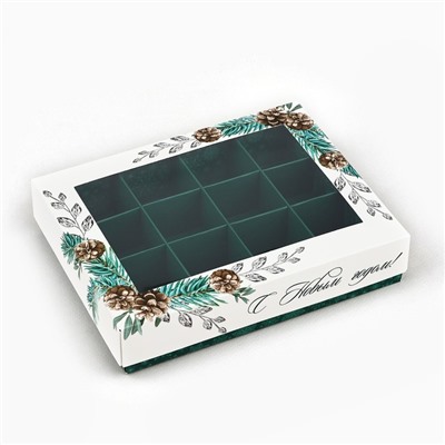 Коробка складная под 12 конфет новогодняя «С Новым годом», 14×18×3.5 см