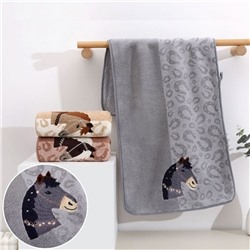 Полотенце из микрофибры "Подковы" с атласной каймой 35*75 см.