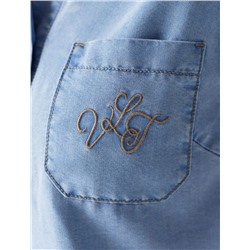 Укороченная блузка с коротким рукавом из джинсового лиоцелла