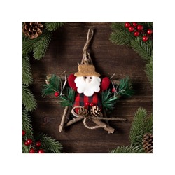 Светодиодная фигура «Звезда с Дедом Морозом» 19 см, пластик, батарейки CR2032×2 (в комплекте), свечение тёплое белое