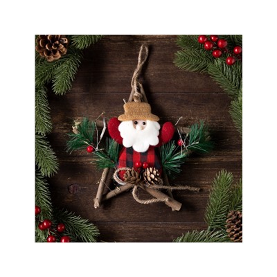 Светодиодная фигура «Звезда с Дедом Морозом» 19 см, пластик, батарейки CR2032×2 (в комплекте), свечение тёплое белое