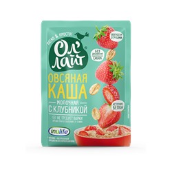 Овсяная молочная каша быстрого приготовления Ол'лайт с клубникой 40 гр.