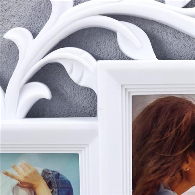 Фоторамка - коллаж на 8 фото 10×10 см, 10×15 см «Семейное древо», белая, 60×50×2 см