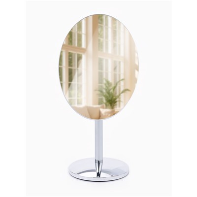 Зеркало настольное, овальное, на ножке, 14.5×29 см, (14.5×19.5 см), цвет серебряный