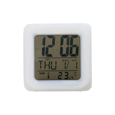 Часы - будильник LB-03, дата, температура, подсветка, белый