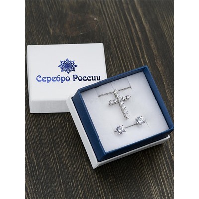 Колье крест из серебра с фианитами родированное 925 пробы кц-2023р200