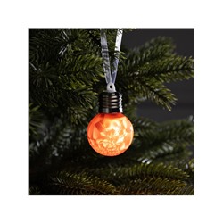 Ёлочный шар «Зимний узор красный», d=5 см, 1 LED, от батареек AG13×3, свечение тёплое белое