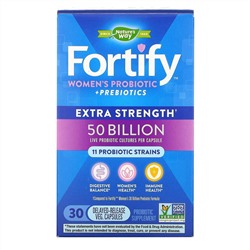Nature's Way, Fortify комплекс пробиотиков и пребиотиков для женщин, повышенной силы действия, 50 миллиардов, 30 растительных капсул с отсроченным высвобождением