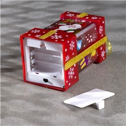 Светодиодная фигура «Красный подарок с Дедом Морозом» 6.3×11.5×6.3 см, пластик, батарейки АААх3 (не в комплекте), эффект пламени