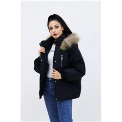 Парка с натуральным мехом демисезонная 613 (Черный)