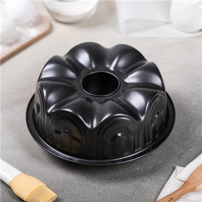 Форма для выпечки «Немецкий кекс. Крепость», 22×7 см, антипригарное покрытие, цвет чёрный