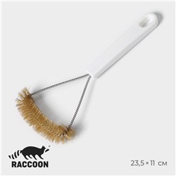 Щётка для чистки посуды и решёток-гриль Raccoon, металлическая щетина, 23.5×11 см, белая