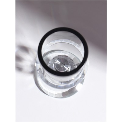 Стеклянный подсвечник на 1 свечу «Кристалл шар», чёрные вставки, 14×7×7 см