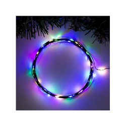 Гирлянда «Нить» 5 м роса, IP20, зелёная нить, 50 LED, 2 режима, батарейки AAх3 (нет в комплекте), свечение мульти