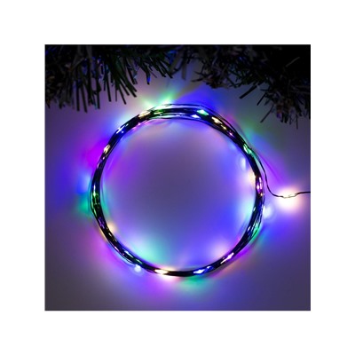 Гирлянда «Нить» 5 м роса, IP20, зелёная нить, 50 LED, 2 режима, батарейки AAх3 (нет в комплекте), свечение мульти
