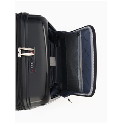 Чемодан на колёсах Bagvoyage маленький 46 л (S), на молнии, с увеличением, отдел для ноутбука, кодовый замок, 4 колеса, чёрный