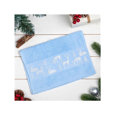 Полотенце новогоднее махровое «Этель. Олени», 30×60 см, хлопок 100%