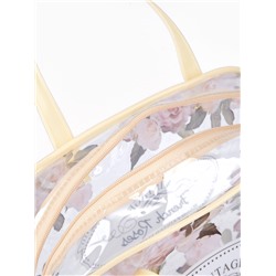 Косметичка-сумка на молнии для бассейна, с ручками, с принтом, бежевая