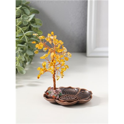 Подставка под благовония «Дерево на цветке», жёлтый, 72 камня, 9×9×13.5 см