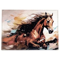 Обложка для паспорта натуральная кожа, цветной рисунок по коже "Огненная лошадь" 1,2-120-0 ПОЛИГРАФДРУГ