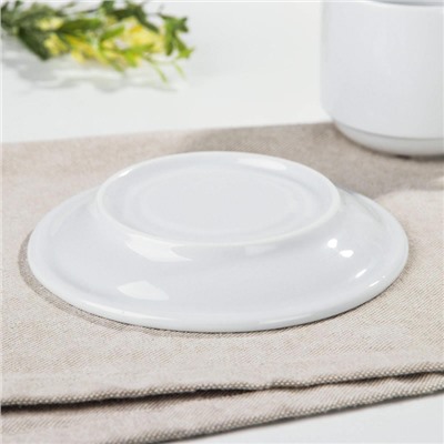 Чайная пара Добрушский завод «Бельё», 2 предмета: чашка 220 мл, блюдце d=13.8 см, фарфор, белая