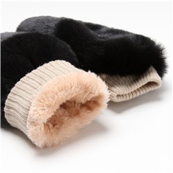 Варежки женские меховые MINAKU объемные, размер 23 см, чёрные