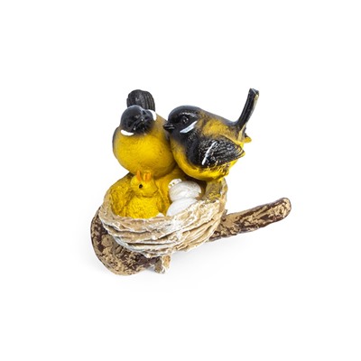 Подвесной декор из полистоуна «Гнездо с синицами» 15×13×10 см