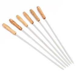 Набор шампуров для шашлыка 6 шт., рукоять - дерево, ширина - 0.7 см, 40 см