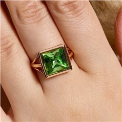 Кольцо 18 р ювелирная бижутерия коллекция "Дубай", покрытие позолота, вставка: фианит, цвет: зеленый, арт.414.114-18