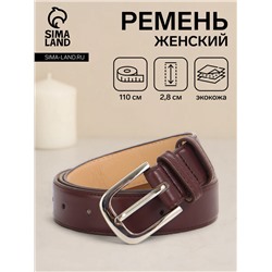 Ремень женский, 110×2.8 см, пряжка металл, серебристая, коричневый