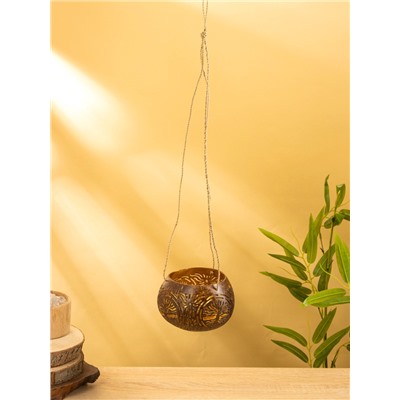Подсвечник подвесной из кокоса, 9-12 см, коричневый