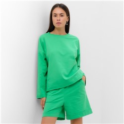 Костюм женский (толстовка, шорты) MIST, размер 40-42, зелёный