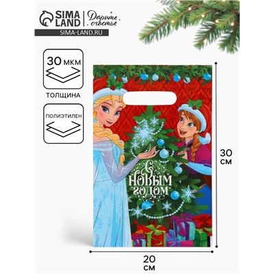 Пакет подарочный, полиэтилен, «С Новым годом», 20×30 см