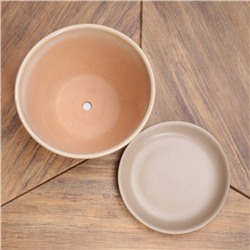 Горшок для цветов «Кофейный», 5 л, d=22.5 см, h=20 см, керамический, с поддоном, бежевый