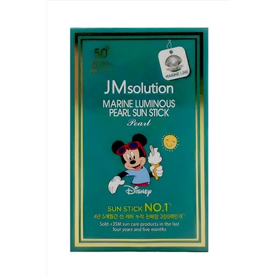 Jmsolution Солнцезащитный стик для лица и тела с морскими минералами SPF50+PA++++ / Marine Luminous Pearl Sun Stick Pearl Disney Mickey, 21 г KRISTALLER, 1109970