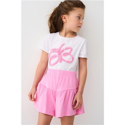 Комплект трикотажный для девочек: фуфайка (футболка), шорты PLAYTODAY, 1240036