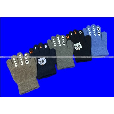 Перчатки детские, подростковые с начесом с прикольным принтом арт. 0703
