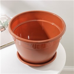 Горшок для цветов с поддоном «Антик», 3.6 л, d=22 см, пластиковый, цвет терракотовый