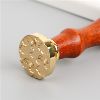 Печать для сургуча с деревянной ручкой «Радуга в облаках», 9×2.5×2.5 см